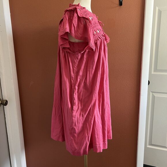 Dear John Pink Osiris Dress Small Ruffle Sleeve Concert Relaxed Fit pleats - Picture 3 of 8